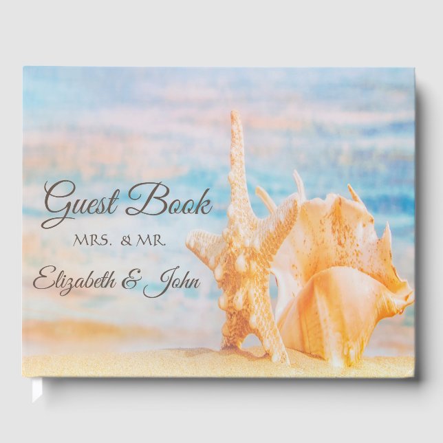  Beach,Seastar,Seashell  Wedding  Guest Book (Front)