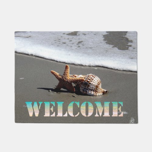 BeachSeastarSeashell  Welcome Doormat