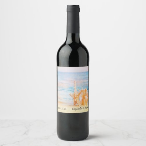  BeachSeastarSeashell  Wine Label