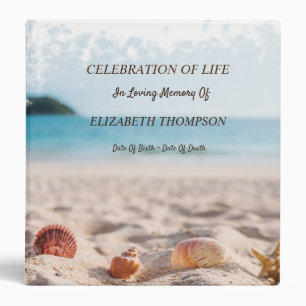 Beach Seastar,Seashells Celebration of Life 3 Ring Binder