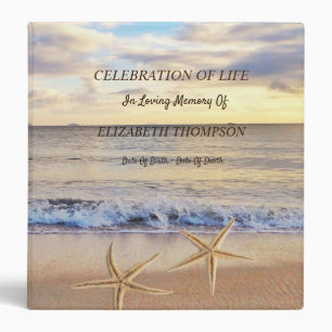 Beach Seastar Sunset Celebration of Life 3 Ring Binder
