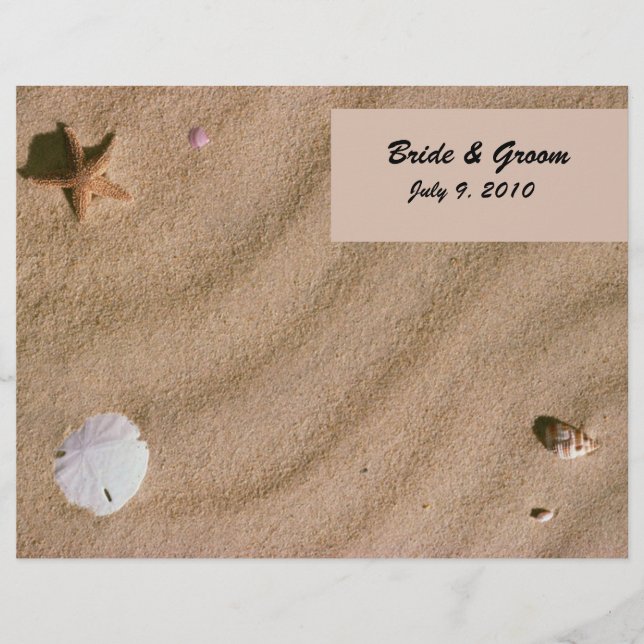 Beach Serenity Folded Wedding Program (Front)