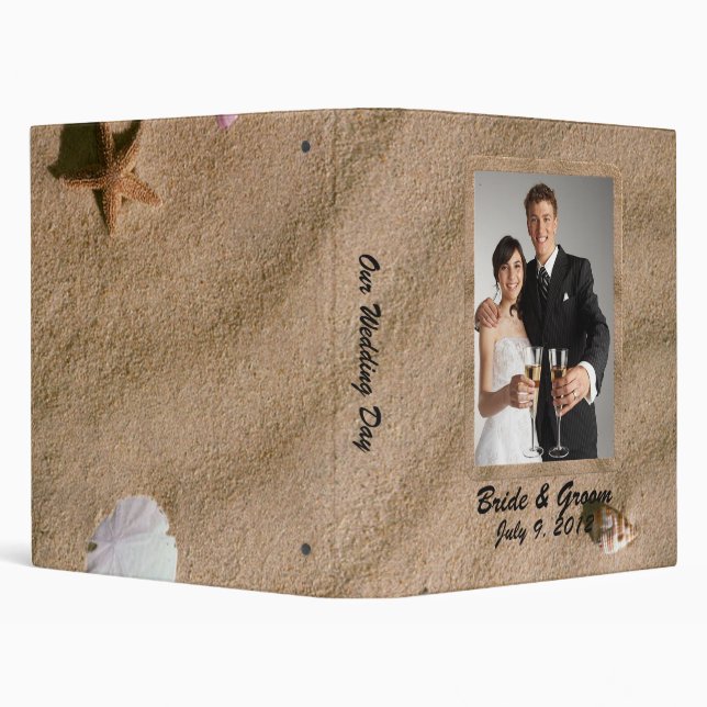 Beach Serenity Wedding Photo Album 3 Ring Binder (Background)