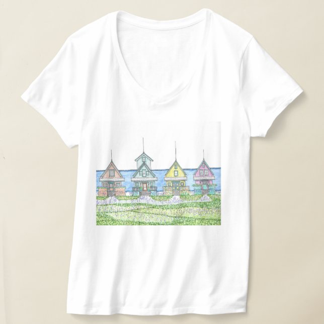 Beach Shack Life 1; Tshirt; Vneck; Blue T-Shirt (Laydown)