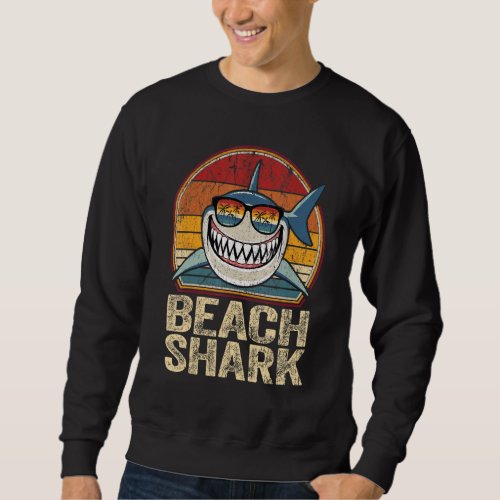 Beach Shark  Retro Daddy Dad Father Day  Papa Sweatshirt