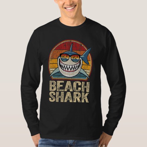 Beach Shark  Retro Daddy Dad Father Day  Papa T_Shirt