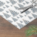 Beach Shell Christmas Tree Pattern Tissue Paper<br><div class="desc">Celebrate the holidays with a soft coastal twist using this tissue paper featuring a watercolor Christmas tree in sage green. The tree is decorated with blue and white seashells and is topped with a white starfish, creating an overall blue and white color palette. The background is currently white, but you...</div>