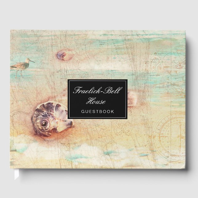 Beach Shell Collage Hospitality Guest Book (Front)