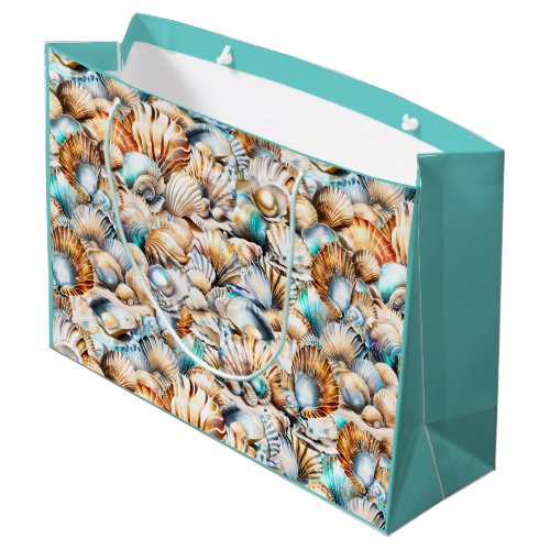 Beach shell collage seashells mother of pearl chic large gift bag