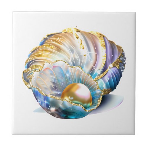 Beach shell fantasy pearl mythical seashell glam  ceramic tile