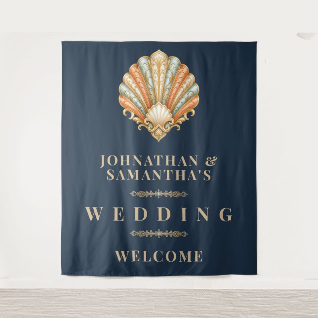 Beach Shell Wedding Photo backdrop (Front)