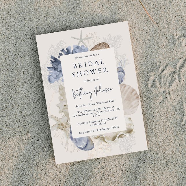 Beach Shells Coral Bridal Shower Invitation (Creator Uploaded)