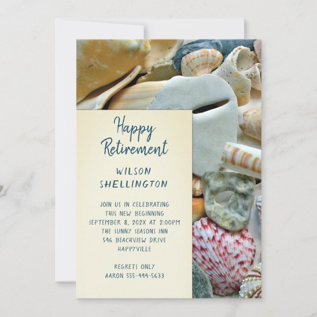 Beach Shells Happy Retirement Party Invitation (Front)