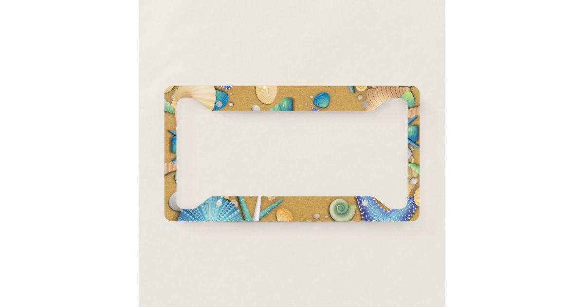 Beach Shells License Plate Frame - Custom Sizes | Zazzle