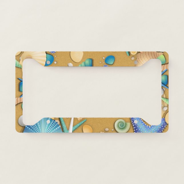 Beach Shells License Plate Frame - Custom Sizes (Front)
