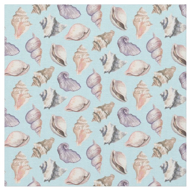 Beach Shells Nautical Ocean Pattern Fabric (Close Up)