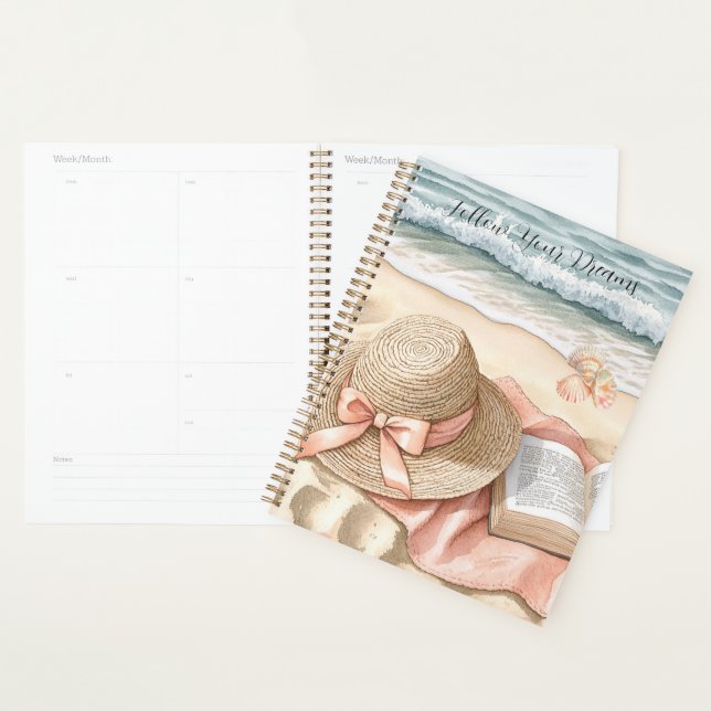 Beach Shells Ocean Peach Bow Hat Blanket Planner (Display)