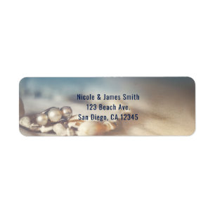 Beach Shells & Pearl Jewelry Elegant Bridal Shower Label