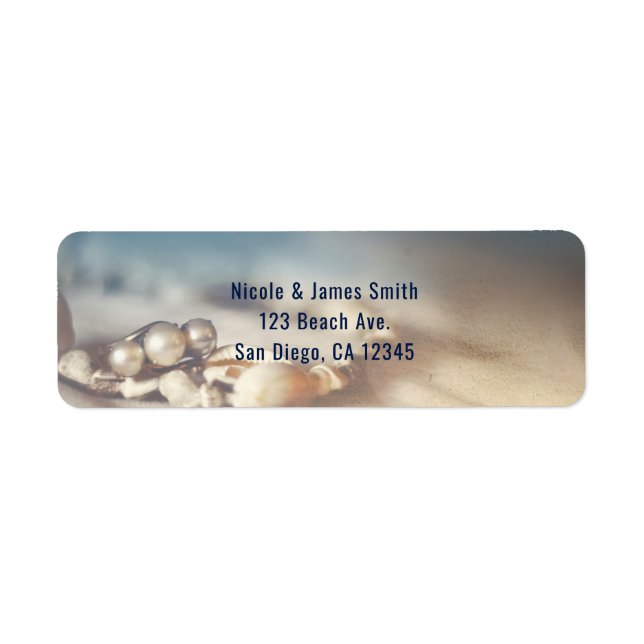 Beach Shells & Pearl Jewelry Elegant Bridal Shower Label (Front)