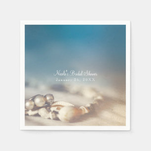 Beach Shells & Pearl Jewelry Elegant Bridal Shower Paper Napkins
