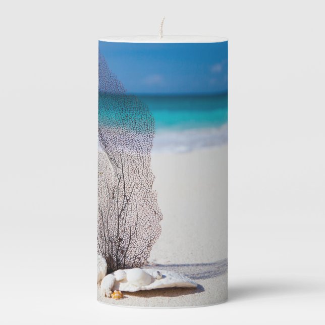 Beach & Shells Pillar Candle (Front)