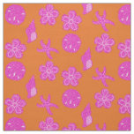 Beach Shells Pink n Orange Pattern Fabric