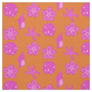Beach Shells Pink n Orange Pattern Fabric