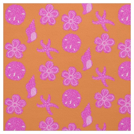 Beach Shells Pink n Orange Pattern Fabric