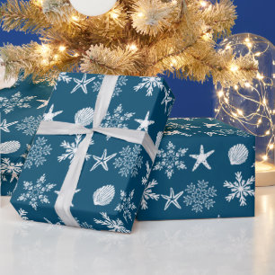 Beach Shells & Snowflakes Wrapping Paper