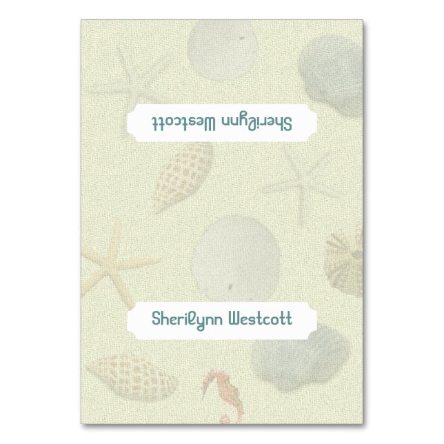 Beach Shells Tented Place Cards and Name Template (Front)