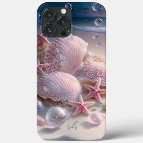 Beach Shells Trendy Modern Girly Personalized Name iPhone 13 Pro Max Case