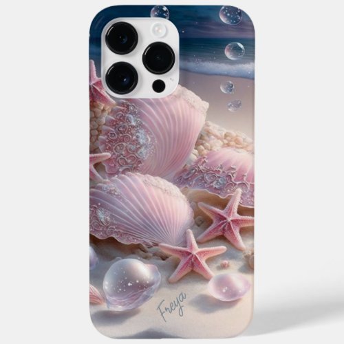 Beach Shells Trendy Modern Girly Personalized Name Case_Mate iPhone 14 Pro Max Case