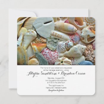 Beach Shells Tropical Designer Wedding Stationery Invitation by sandpiperWedding at Zazzle