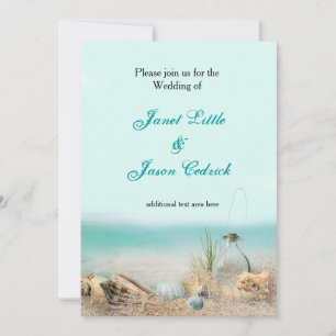 Beach Shells Wedding Party Watercolor Invitation