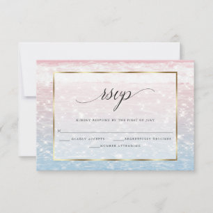 Beach Shimmer Pink Ocean Waters  RSVP Card