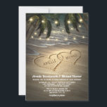 Beach Shore Hearts in the Sand Wedding Invitations<br><div class="desc">Beach Shore Hearts in the Sand Wedding Invitations - features a beautiful design of twinkle lights strung through palm trees and an elegant beach with sand hearts that you can customize to your very own for added uniqueness.  The design also features a beach shore background with waves.</div>