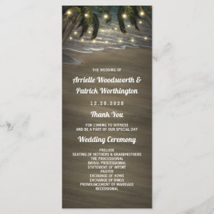 Beach Shore Palm Tree Rustic Wedding Programs