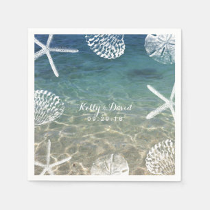 Beach Shore Starfish & Seashells Tropical Wedding Napkins