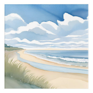 Beach Shore Walk   Coastal Ocean Watercolor Acrylic Print