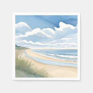 Beach Shore Walk   Coastal Ocean Watercolor Napkins