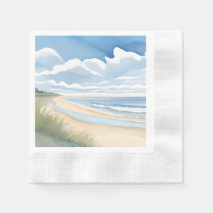 Beach Shore Walk Coastal Ocean Watercolor Napkins