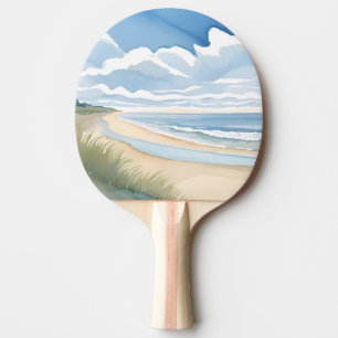 Beach Shore Walk Coastal Ocean Watercolor Ping Pong Paddle