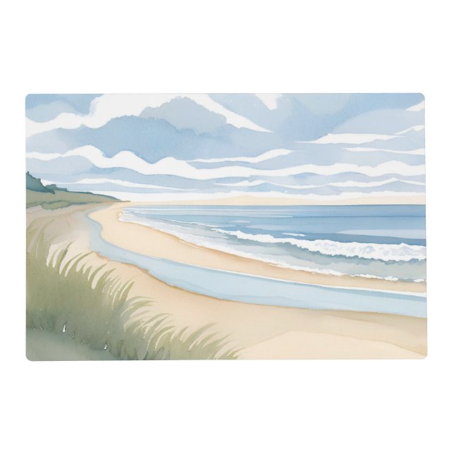Beach Shore Walk | Coastal Ocean Watercolor Placemat (Front)