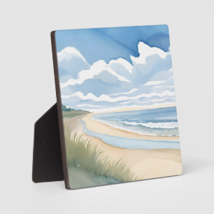 Beach Shore Walk Coastal Ocean Watercolor Plaque