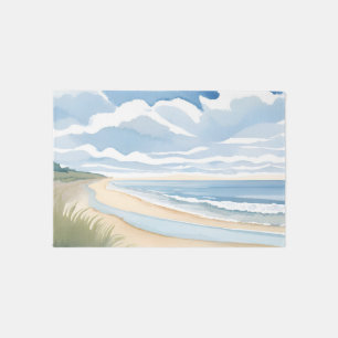 Beach Shore Walk   Coastal Ocean Watercolor Rug