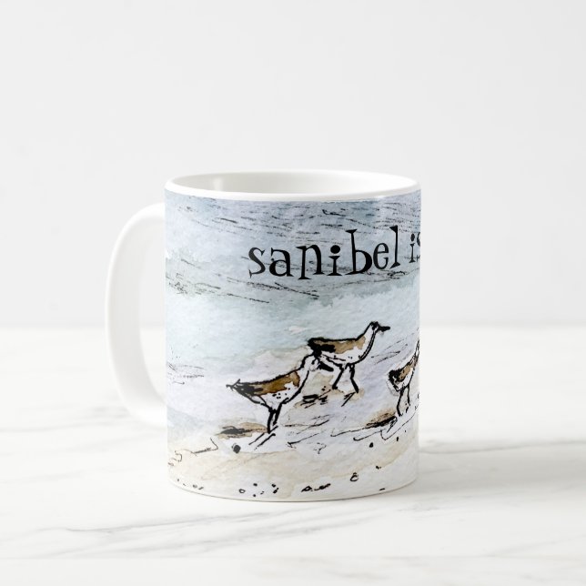 beach shorebird mug custom beach name (Front Left)