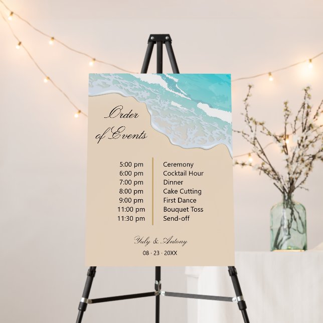 Beach Shoreline Celebration Wedding Itinerary  Foam Board (In Situ (Stand))