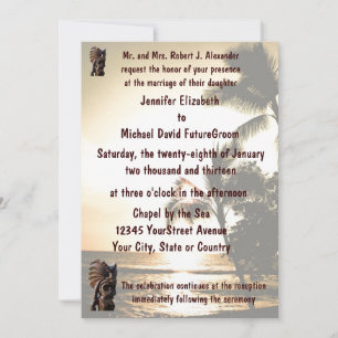 Beach Shoreline Tiki Wedding Invitation