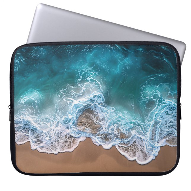 Beach Shoreline Waves Laptop Sleeve (Front)