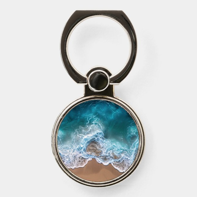 Beach Shoreline Waves Phone Ring Stand (Front)